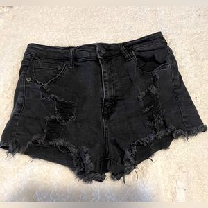 Aeropostale black distressed size 12 high rise shorty shorts